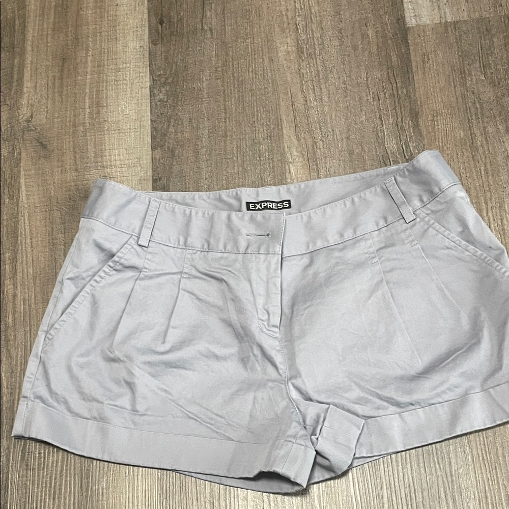 Express Light Gray Pleated Tailored Women's Shorts